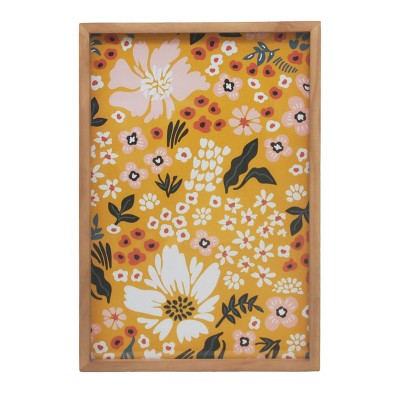 VIP Wood 19.25 in. Yellow Flowered Patch Art Print Sign