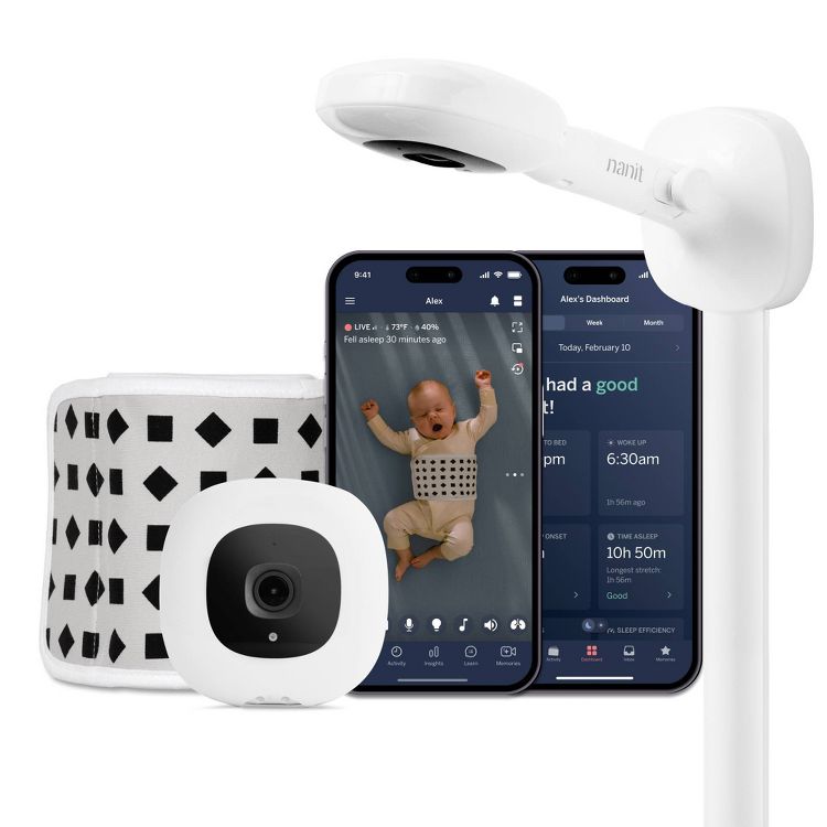 Nanit Pro Smart Baby Monitor & Wall Mount: Movement Sensor, Temperature Reading, Breath Rate Monitor, Wi-Fi Enabled, 1 of 13
