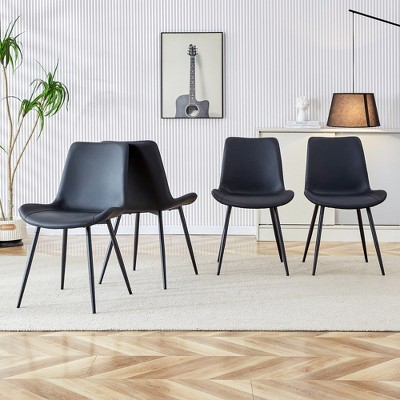 LOVMOR 4-piece artificial leather backrest cushion dining chair