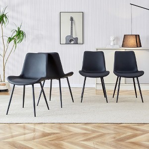 LOVMOR 4-piece artificial leather backrest cushion dining chair - 1 of 4