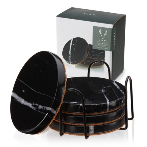 Luxe Resin Coasters Set of Four Coasterswhite Coasters Black
