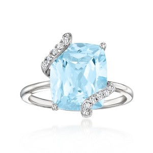 Ross-Simons 6.75 Carat Sky Blue Topaz Ring With .11 ct. t.w. Diamonds in 14kt White Gold - 1 of 4