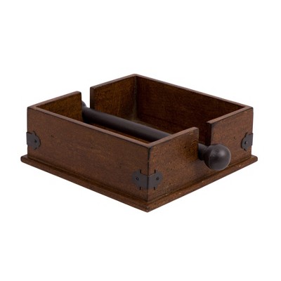 Square Wood Napkin Holder with Metal Bar