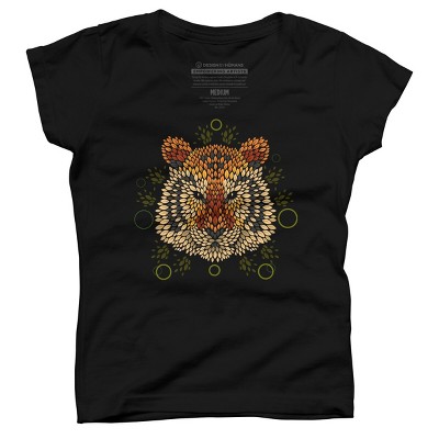Girl's Design By Humans Tiger Face By LetterQ T-Shirt