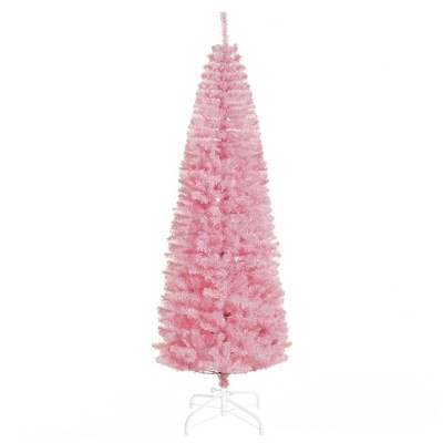 TopComfy Christmas Tree Stand Slim Douglas Fir Tree with Realistic Branch Tips and Easy Assembly for Modern Holiday Decor, Pink, 29.5"*29.5"*82.8"