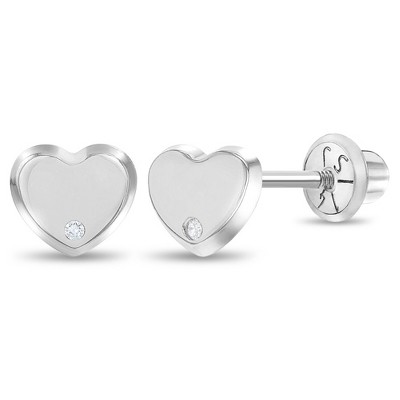 Girls' Sweet Heart Encrusted Screw Back 14k Gold Earrings - In Season  Jewelry : Target