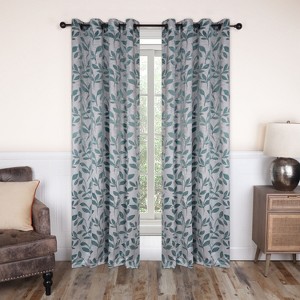 Modern Bohemian Leaves Room Darkening Semi-Blackout Curtains, Set of 2 by Blue Nile Mills - 1 of 4