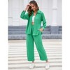 Women's Summer Casual Two-Piece Set with Wide Leg Pants and Button Down Shirt - 4 of 4