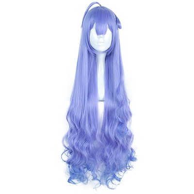 Unique Bargains Women's Curly Wigs 39" Blue with Wig Cap