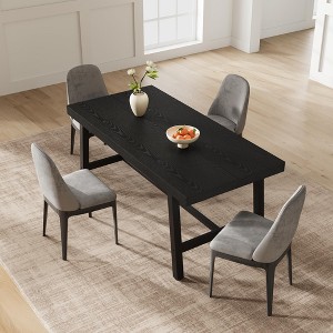 62.99" Large Dining Table for 4-6, Rustic Wood Top & Black Metal Legs, Industrial Kitchen Table for Dining Room, Kitchen, Patio - 1 of 4