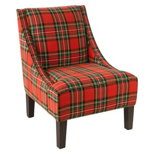 Swoop Arm Chair - Ancient Stewart Red, White and Green - Skyline Furniture , Adult Unisex