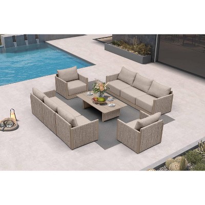 PURPLE LEAF  Patio Conversation Sets with Coffee Table All Weather Outdoor Couch Sectional Set with Cushion Small Conversation Set