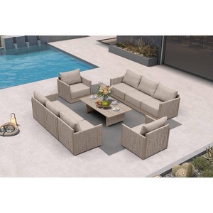 PURPLE LEAF  Patio Conversation Sets with Coffee Table All Weather Outdoor Couch Sectional Set with Cushion Small Conversation Set - 1 of 4
