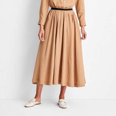 Women's High-Rise Full Lining Midi A-Line Skirt - Future Collective