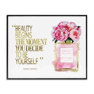 Stupell Industries Fashion Designer Perfume Gold Pink Watercolor Inspirational Word Framed Giclee Art, Black, 20" x 16" - 1 of 4
