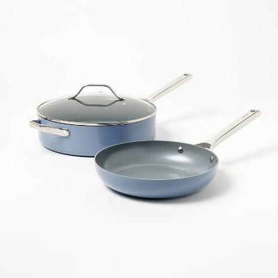 7-Piece Blue Nonstick Ceramic-Coated Aluminum Cookware Set