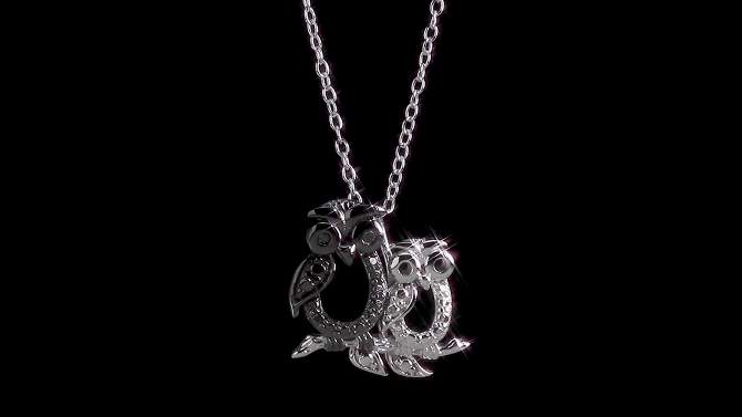 .02 CT. T.W. Black Diamond Double Owl Pendant Necklace in Sterling Silver (18"), 2 of 4, play video