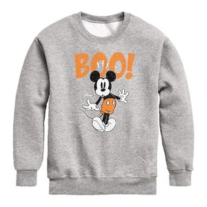 Boys' - Disney - Mickey Scared Graphic Long Sleeve Fleece Sweatshirt - 1 of 4