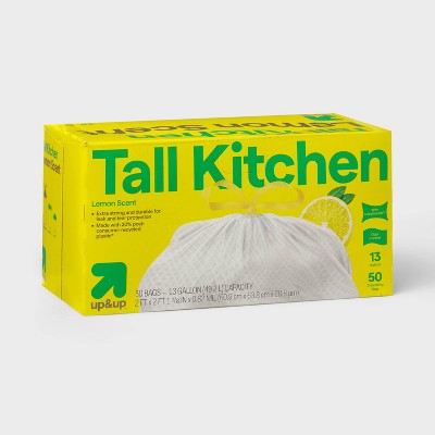 UltraStretch Tall Kitchen Drawstring Trash Bags - Lemon Squeeze - 13gal/50ct - up&up™