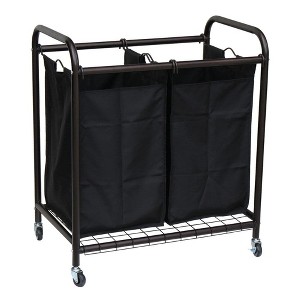Angel Sar 2-Bag Rolling Laundry Sorter, Bronze Laundry Cart with Removable Bags and Wheels - 1 of 4