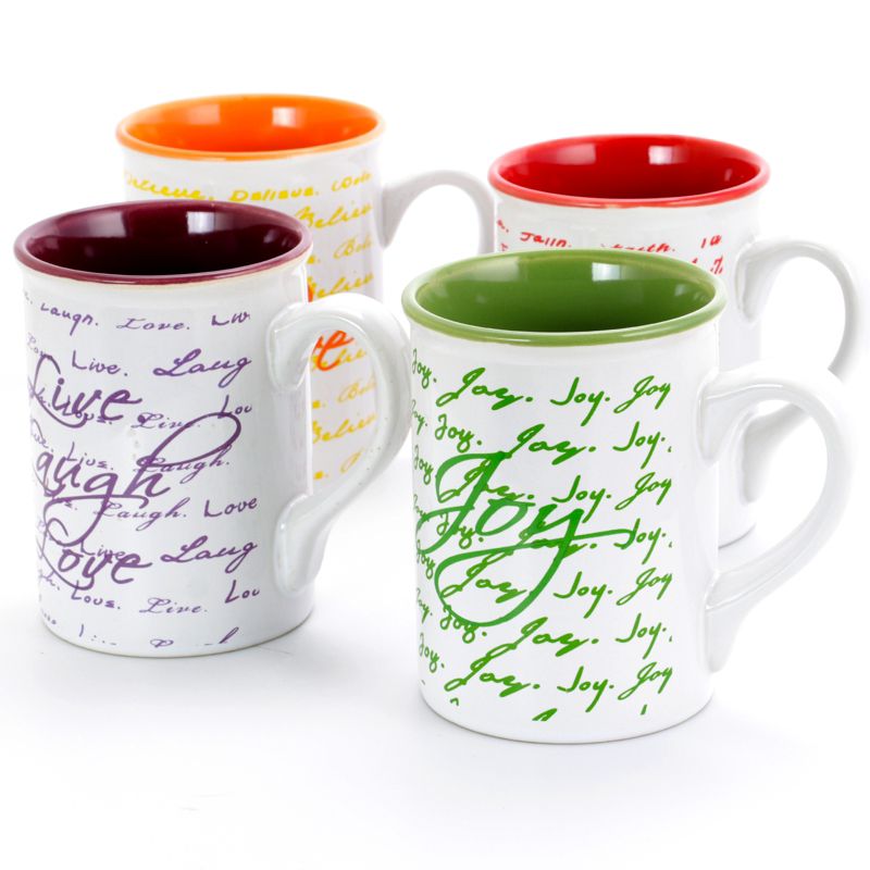 Gibson Inspirational Words 16 oz Mug 4 Assorted Designs Decorated, 1 of 10