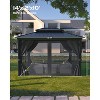 12'x14' Hardtop Gazebo (Gray) ¨C All-Weather Double Metal Roof, Aluminum Frame with Net & Curtains for Patio, Deck & Backyard (1-Pack) - 2 of 4