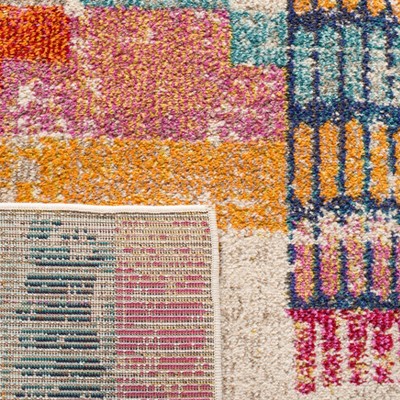 Ivory Multicolor Hand-knotted Synthetic 4' x 6' Area Rug