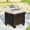 Tangkula Set of 2 Patio Wicker Rattan Ottoman Footrest Garden Outdoor w/ Cushion - 2 of 4