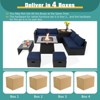 Tangkula 9 Pieces Outdoor PE Rattan Wicker Sectional Sofa with 35" Gas Fire Pit Table Space-Saving Patio Conversation Set with Storage Box Black/Grey/Navy/Red/Turquoise/Off White - 4 of 4