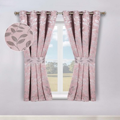 Modern Bohemian Leaves Room Darkening Semi-Blackout Curtains, Set of 2 by Blue Nile Mills