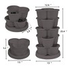 VECELO 5-Tier Vertical Garden Planter, Self Watering Stackable Planter with Wheels for Strawberries, Flowers, Vegetables, Set of 1/2 - 3 of 4