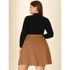 Agnes Orinda Women's Plus Size Corduroy Button Decor Elastic Waist A-Line Skirts - 4 of 4