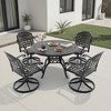 5-Piece Round Cast Aluminum Patio Set with Swivel Chairs,Blue Cushions - 3 of 4