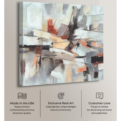 Elegant Abstract Boho Canvas Wall Art in Neutral Tones, 12" x 12"