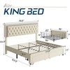 AMERLIFE Bed Frame with LED Lights&Storage Drawers, Velvet Upholstered Platform Bed - 2 of 4