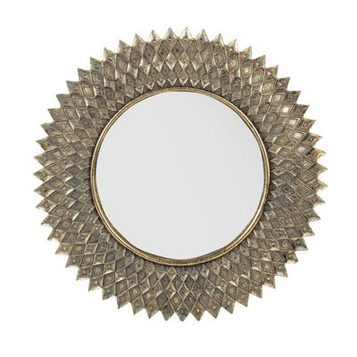 FURNIinspire Decorative Wall Mirror Round Radiant Antique Gold Geometric Texture for Home Office, Gold, 1.2"*13.2"*2"