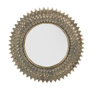 FURNIinspire Decorative Wall Mirror Round Radiant Antique Gold Geometric Texture for Home Office, Gold, 1.2"*13.2"*2" - 1 of 4