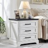 Nightstand with Charging Station, 24" Wide Farmhouse End Table with 3 Drawers & Handles, Night Stand Bedside Table for Bedroom, Living Room - 3 of 4