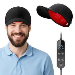 Red Light Therapy Cap for Hair Growth - 5 Modes Laser Hair Cap - No Drugs Non-Invasive Light Therapy Hat for Hair Regrowth at Home & Travel - BLACK - 1 of 4