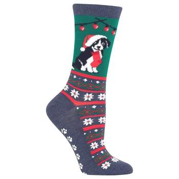 Christmas Border Collie Socks (Women's Sizes Adult Medium) - Green / Medium from the Sock Panda