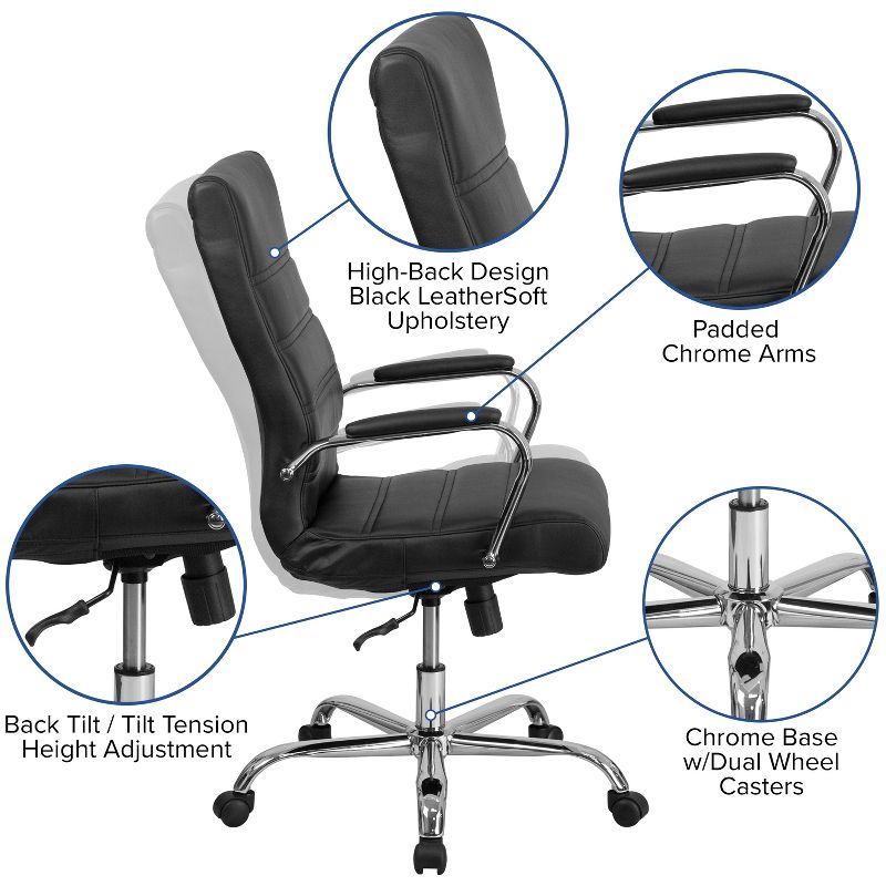 Flash Furniture High Back Executive Swivel Office Chair with Metal Frame and Arms, 4 of 14