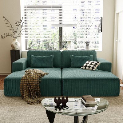 Double Sofa Bed with Fabric and Pocket Spring Support,Convertible Polyester Lounger with Split Design for Living Room Guest Space-Cuddlewood
