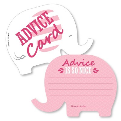 Big Dot of Happiness Pink Elephant - Wish Card Girl Baby Shower Activities - Shaped Advice Cards Game - Set of 20