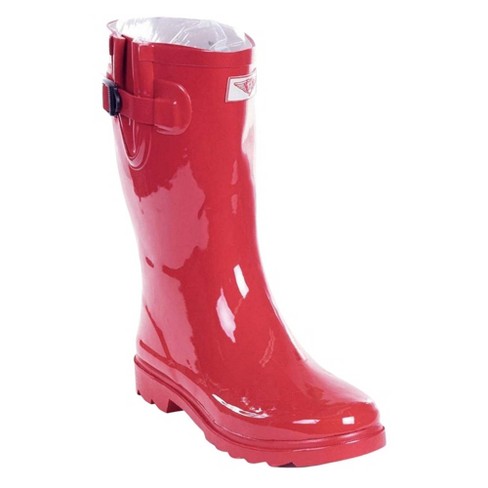 Forever Young Women s Mid calf Solid Color Rubber Rain Boots 10 Red Target