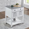 MaseiKar Mobile Rolling Kitchen Island Trolley Serving Cart with Underneath Drawer & Slide-Out Wire Storage Basket - 3 of 4