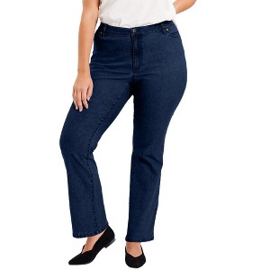 June + Vie by Roaman's Women's Plus Size Curvie Fit Bootcut Jeans - 1 of 4