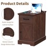 Hommpa Rustic Farmhouse End Table with Charging Station & Storage Shelves Perfect for Small Space - 3 of 4