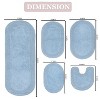 Double Ruffle Bathroom Rugs Set, Washable Rug, Extra Soft and Absorbent bath Rug, Kitchen Mat, Bath Mat Set,Non-Slip, 5 Pcs Set with Contour, Blue - 3 of 4