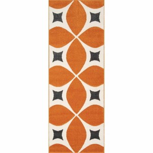 Nuloom Gabriela Geometric 2x10 Runner Rug for Living Room Bedroom Dining Room Entryway Hallway Kitchen, Deep Orange/White - 1 of 4