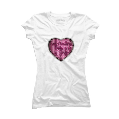Junior's Design By Humans Heart maze By alnavasord T-Shirt